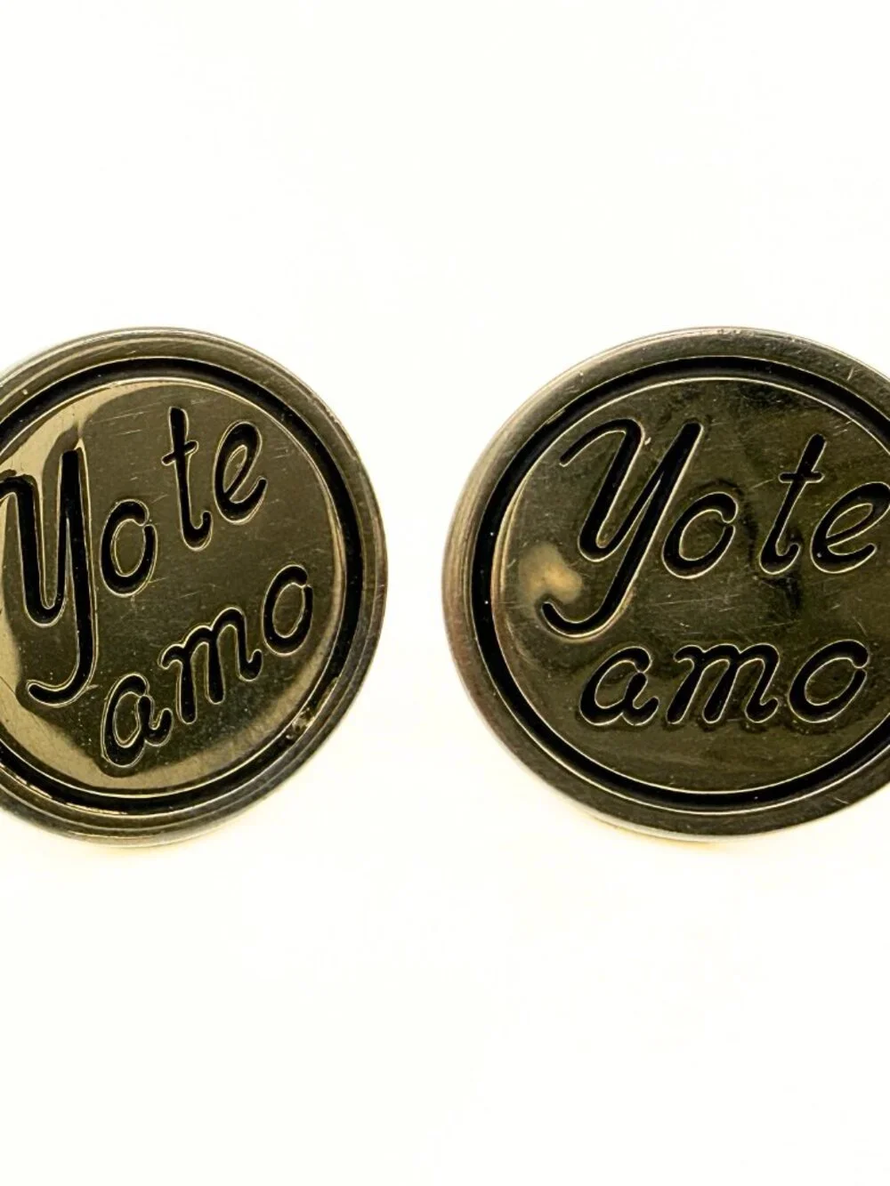 Hickok USA Signed Gold Plated Enamel Yo Te Amo Sentiment Cufflinks